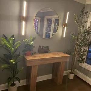 47'' Farmhouse Console Table with Power Outlets and Motion Sensor Light, Wooden Entryway Table Sofa Table for Entrance, Hallway, Living Room,dorm essentials,home decor