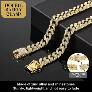 Tallew Gold Dog Chain Diamond Collar Walking Metal Chain Necklace with Secure Buckle Pet Cuban Style Collar Jewelry Accessories for Small Medium Large Dog Cats(8 Inch)