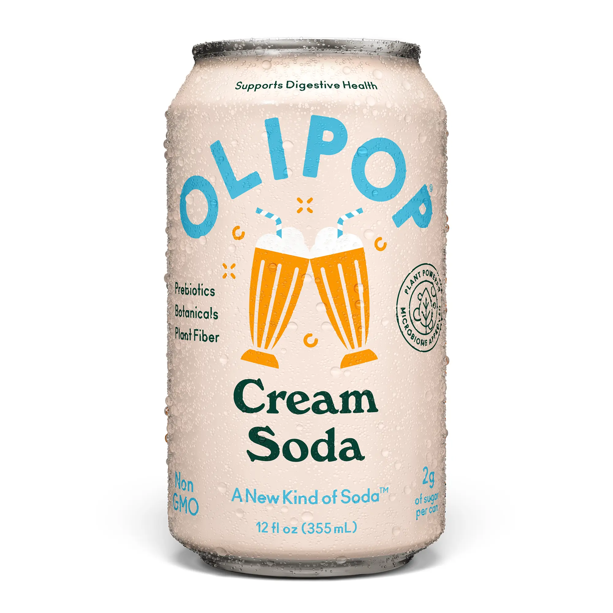 (6 pack) OLIPOP Prebiotic Soda, Cream Soda, 12 fl oz, 4 Pack, Pantry Packs (24 Total Cans)