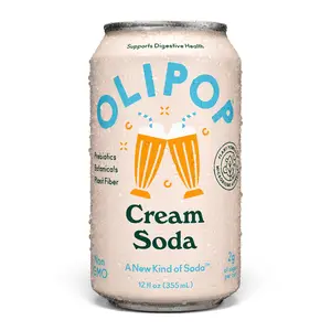(6 pack) OLIPOP Prebiotic Soda, Cream Soda, 12 fl oz, 4 Pack, Pantry Packs (24 Total Cans)