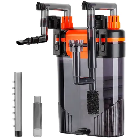 hygger Classic External Hang-On-Back Canister Aquarium Filter, Quiet Fish Tank Filter with 3-Stage Filtration, Anti-Dry Burn Motor, Adjustable Flow, Oil Skimmer, Duckbill Nozzle, Shower Spray Bar