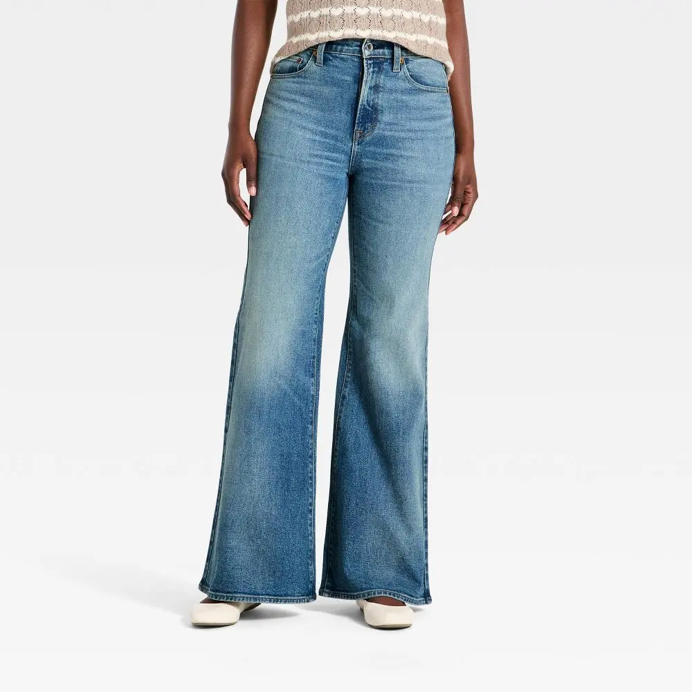 Women's High-Rise 70's Flare Jeans - Universal Thread Medium Wash Blue 6 Long