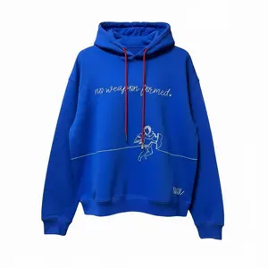 BLUE EMBROIDERED STRING ANGEL HOODIE - SCRIPTED ANGEL COLLECTION