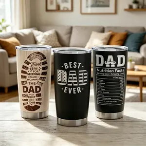 20oz Dad Collection Stainless Steel Insulated Vacuum Flask, Portable Stylish Travel Coffee Mug with Lid, Father's Day Gift for Him