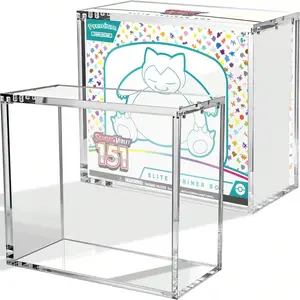 Acrylic Crystal Clear Magnetic Display Case 5mm Thick UV-Resistant Display Box Magnetic Closure Made Easy Top Loading Ultra Boxes for Display Compatible with PKMN Booster Boxes, Dustproof and Waterproof, Space-Saving Multi-Deck Reserve(1-pack)