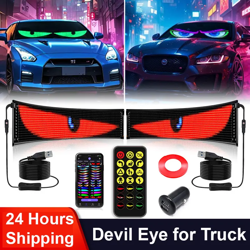 Flexible LED Display Window Decal Sign - Bluetooth App-Controlled, Customizable Scrolling, Android & iOS Compatible, 9.2cm x 37.4cm, 0.26kg, Car Interior Decoration, Party Accessory (Battery Not Included)