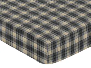 Sweet Jojo Designs Fitted Baby Crib Sheets (Woodland Plaid) for Boys, Infant Nursery, Toddler Room - Standard Size (Blue and Tan Tartan, Checkered, Flannel, Checked for the Rustic Patch Collection)