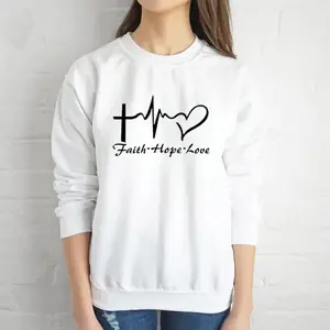 Faith, Hope, & Love Letter Christian Sweatshirt Womenswear Sweater Lightweight Comfort