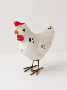 Rustic Farmhouse Chicken Figurine, Home Decor Ornament for Farmhouse Interior