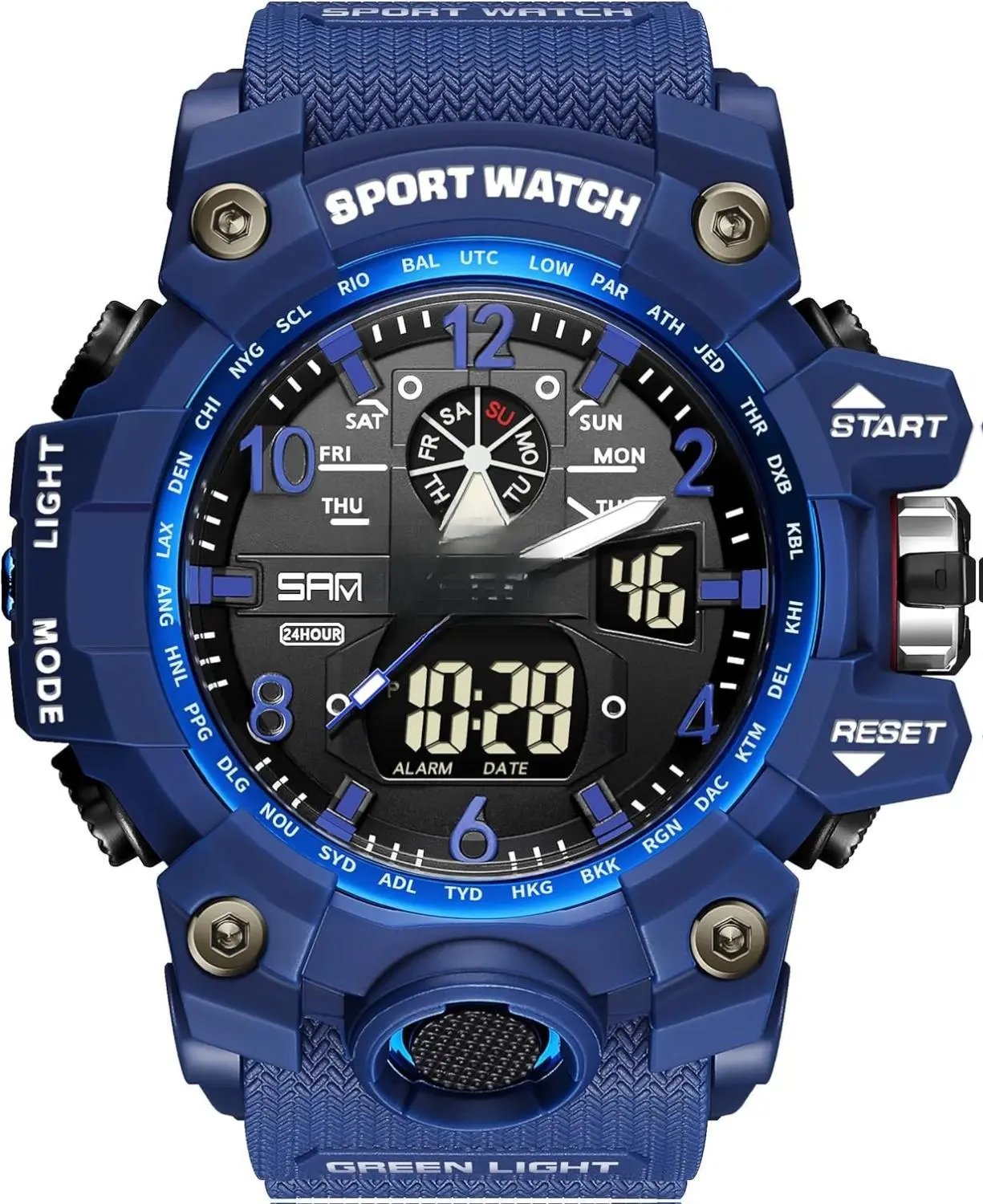 Men's Watches Sports Outdoor Waterproof Military Wrist Watch Date Multi Function Tactics LED Alarm Stopwatch