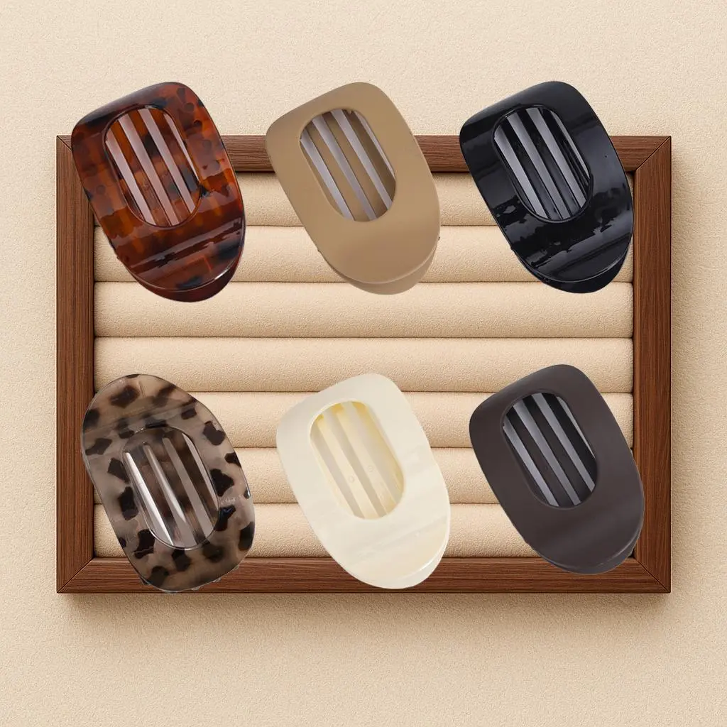 6-Pack Trendy Flat Hair Clips – No-Crease Acrylic Barrettes with Strong Hold, Matte Claw Clips for Women & Girls, Ideal for Thick & Thin Hair, Work, Party & Travel