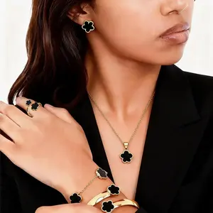 5 pack Flower Design Jewelry Set,omen's Jewelry Set,Necklace & Ring & Bracelet & Earrings,Elegant Accessory for Women Trendy All-match & Jewelry Set,Matching Accessories, DailyClothing Decor gift