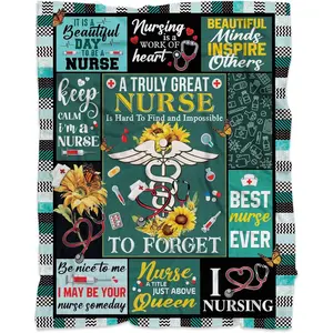 Nurse Fleece Blanket for Women, Daughter - Birthday RN Gift for Nursing Students, Practitioners, Nurses Day and Week