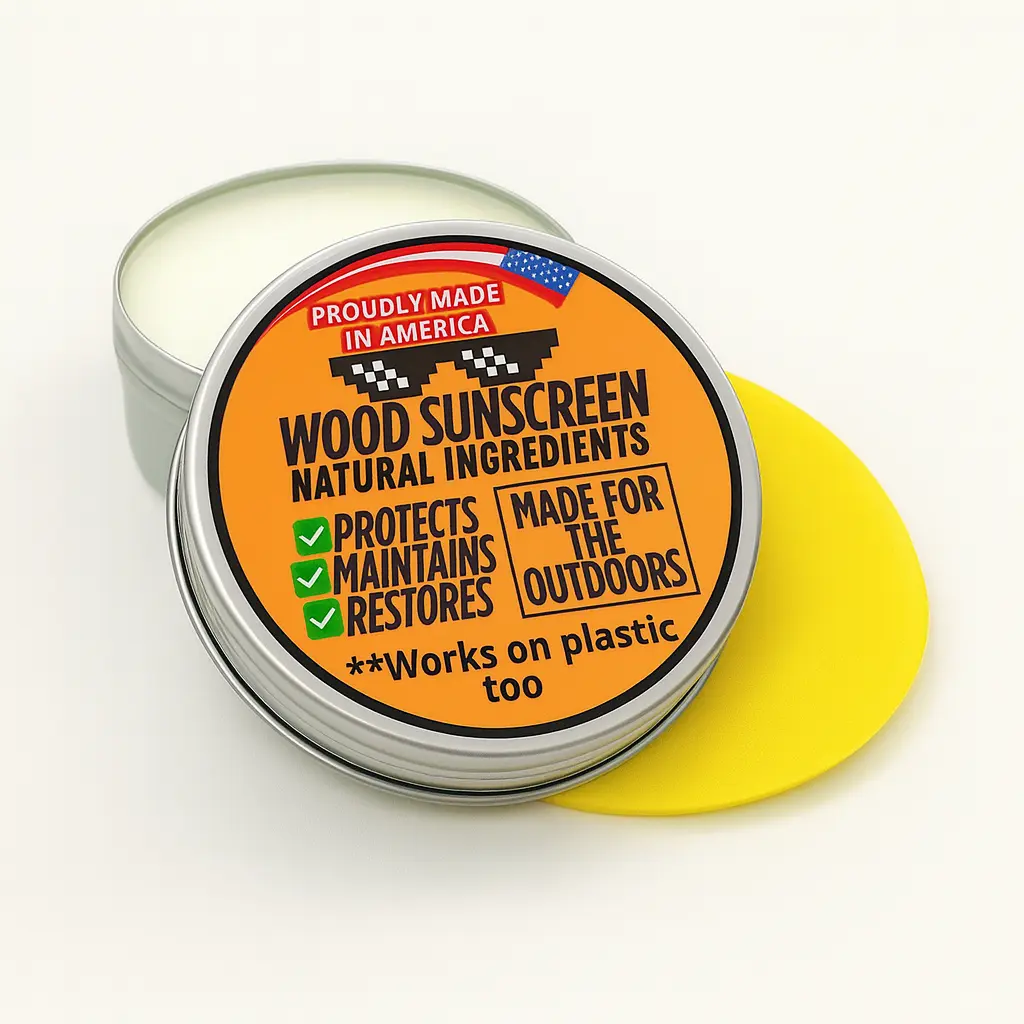 Wood Sunscreen Conditioner & UV Protectant Salve – USA Made Wood Outdoor Protector for Patio Furniture, Tables & Decks. Restores, Nourishes & Shields from Sun & Weather Damage. Long Lasting Protection