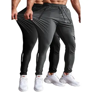 2-Pack Men's Performance Ice Silk Joggers - 3/4 Length Quick-Dry Training Pants with Zippered Pockets | All-Season Breathable Fabric for Golf, Running & Gym | Elastic Waist & Machine Washable