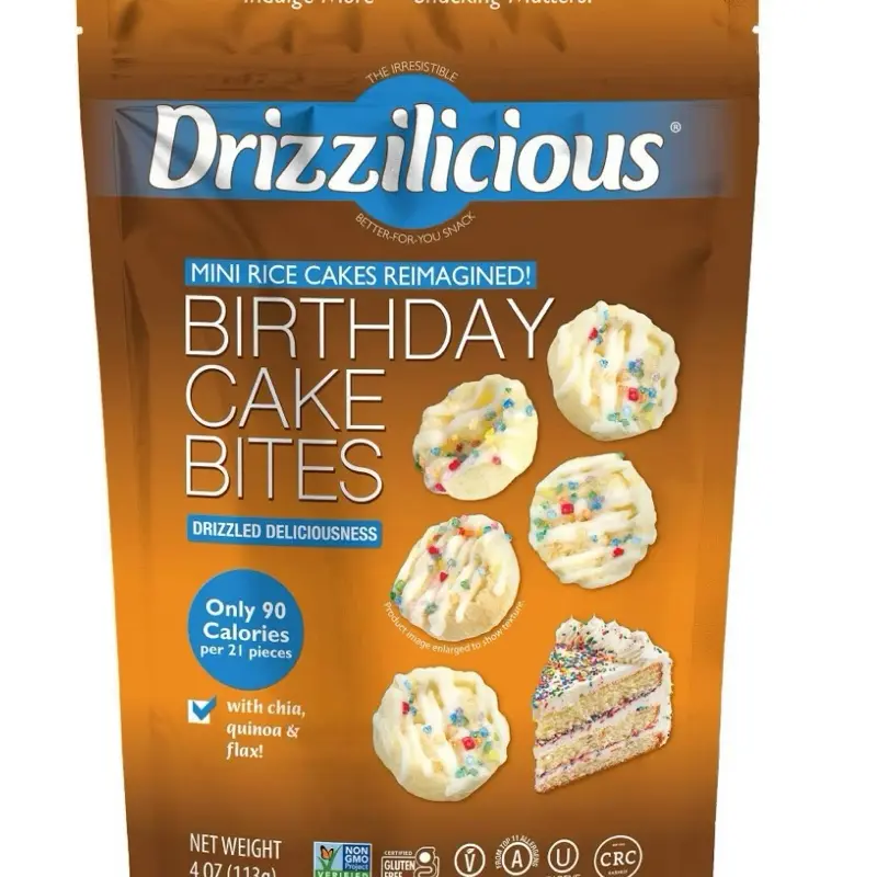 Birthday Cake Drizzled Mini Rice Cake - 4oz