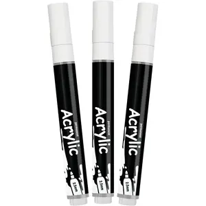 White Marker  Pens - Permanent Marker Pens White   Water-Based 2.5mm Medium Tip  Quick-Drying (3 in 1Pack)