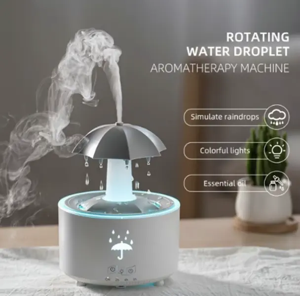 Simulation Water Drop Humidifier, Plug and Play Aromatherapy Machine with LED Light, Desktop Office Aromatherapy Humidifier for Home Decor