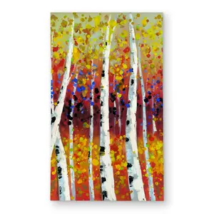 360 stand Weatherproof Outdoor Area Rug, 3x5 ft Rectangle, Birch Trees Print Face, Orange Nature-Inspired Rug for Patio/Deck/Garden Stylish Home Decor, Waterproof Outdoor Rug, Polyester Rug
