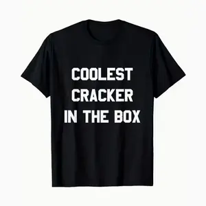 Men's Black Graphic T-Shirts, Crewneck Sweatshirts and Pullover Hoodie - Bold "Coolest Cracker In The Box" Print Crew Neck Tee, Classic Loose Fit Cotton Shirt for Everyday & Formal Wear, Machine Washable All-Season Top SEAR