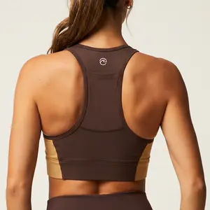 Aoysky Women's High Impact Racerback Sports Bra, Color Block Padded Workout Top