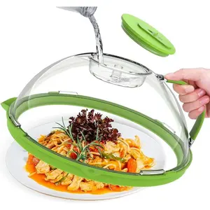 2026 Upgraded Microwave Splatter Cover for Food,Clear Microwave Cover with Water Steamer,Adjustable Vented Splatter Guard,10" Plate Covers,Thanksgiving cooking utensils
