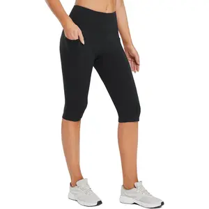 baleaf Women's Capri Leggings with Pockets High Waisted Knee Length Capris Stretch for Casual Yoga Pants Workout Exercise [PC:bfy005] summervibes
