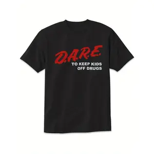 90s Retro Graphic Tee - Black Cotton Men's T-Shirt with Vintage D.A.R.E. Inspired Design, Adult funny T-shirt, Gift for Woman and Man