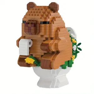 610pcs Capybara Small Building Blocks Toy, Capybara on the Toilet, Creative Mini Animal, Capybara Model, STEM, 3D Educational Puzzle Toy, 3D Assembly, DIY Creative Assembly Home Decor Kids Toy, Suitable for Children Christmas, Halloween