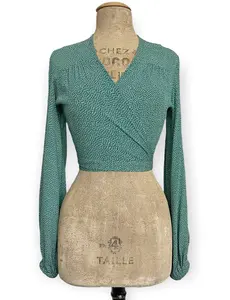 Spearmint Pixie Dot Babaloo Drama Sleeve Wrap Top