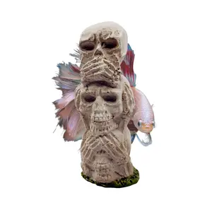 Skull Totem Tower Decor – Small Aquarium & Terrarium Accessory