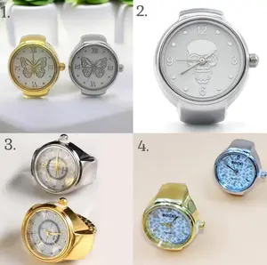 Quartz Stylish Circular Dial Alloy Shell Adjustable Analog Watch Ring
