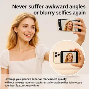 Rear Lens Selfie Monitor, Portable Magnetic Clip-On, Live Streaming Essential, Tp-001 Model, Ideal for On-The-Go Use