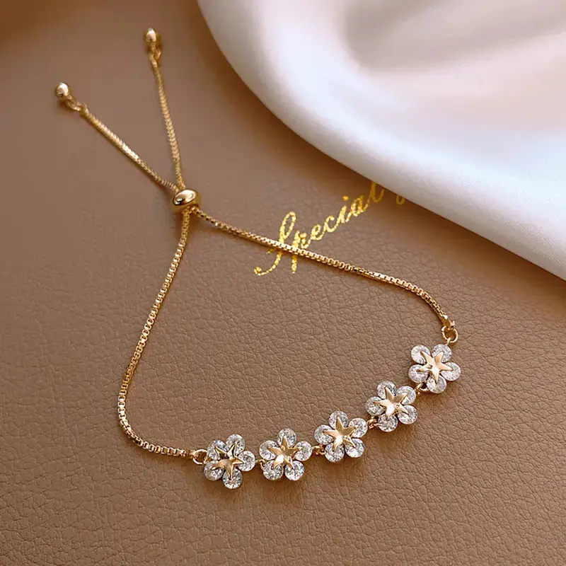 Dainty Celestial Petal Star Bracelet for Women, Hypoallergenic No-Plating Stackable Jewelry, Lightweight Accessory for Daily Wear, Vacation Styling, Date Nights And Holiday Gift Giving