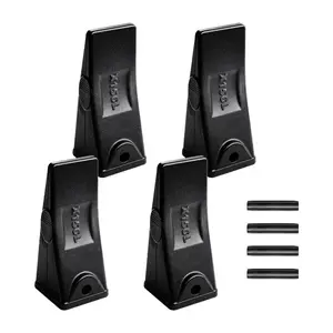 VEVOR Excavator Bucket Teeth with Pins, 4 Pack X156L Bucket Tooth Set for Smooth Efficient Excavation, Heavy Duty 5.3 in Long Digging Buckets Teeth Replacement for Skid Steer Mini Excavator
