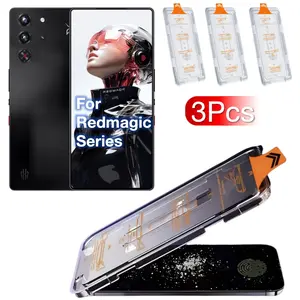 3Pcs RedMagic 10 10S 9 9S 8 8S Pro Plus +Red Magic Gaming Phone Protective Screen Protector Set, Protection, 3 Pieces Tempered Glass Film with Positioning Function, Dust-Free, 9h Hardness, HD Clarity, Accessories