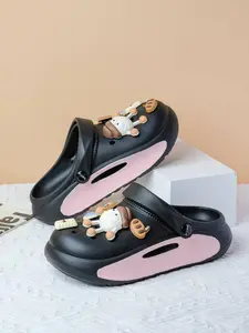 Women's Cute Cartoon Bear Design Clogs, 2024 New Style Casual Comfortable Hollow Out Design Clogs, Fashionable Non-slip Clogs for Summer Beach Vacation, Lightweight Slipper, Sandals