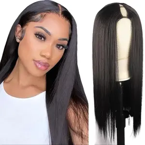 Mamushow V Part Wigs Straight Human Hair Wigs for Black Women Glueless Full Head Clip In Half Wig V Shape Wigs No Leave Out 180% Density