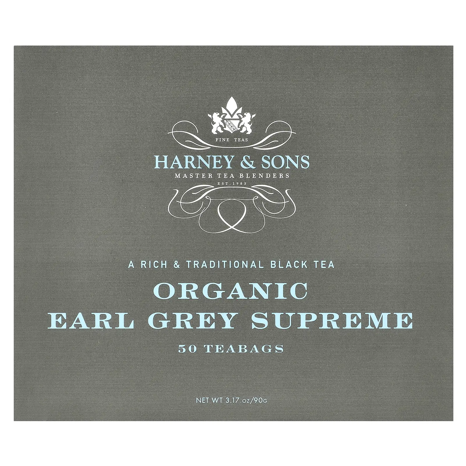 Harney & Sons Black Tea, Organic Earl Grey Supreme, 50 Tea Bags, 3.17 oz (90 g)
