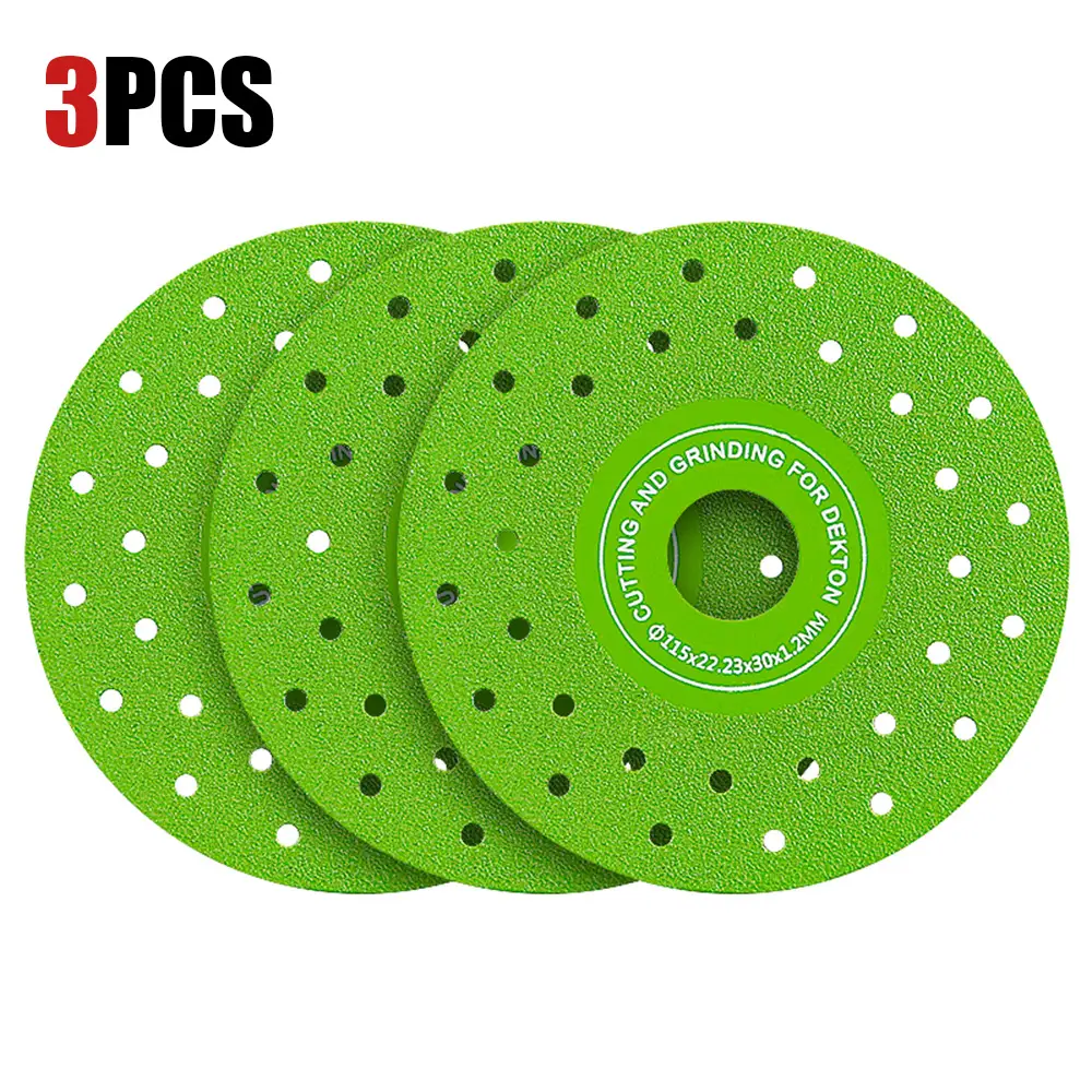 3PCS 4.5"(115MM) Ultra-Thin Diamond Blade - Multi-Pore Flat Abrasive Disc for Porcelain, Glass, Ceramic Tile, Granite, Marble - Angle Grinder Cutting/