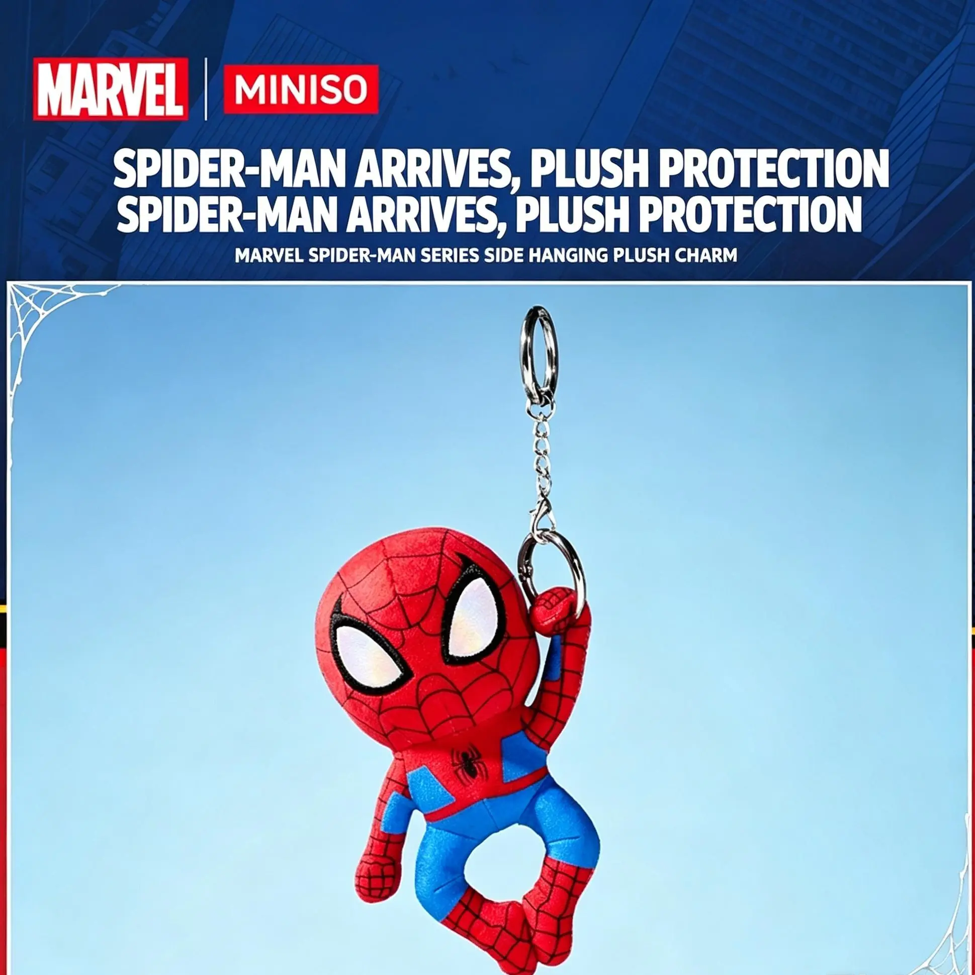 Marvel Spider-Man Series Side-Hang Plush Charm, Cartoon Bag Pendant, Portable Key Ornament, Creative Gift For Fans，Back To School