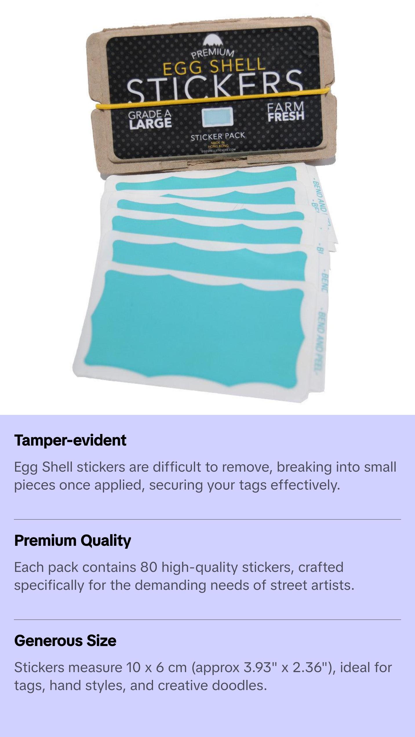 Egg Shell Sticker "Light Blue Wavy Border Blanks" Pack - 80pcs
