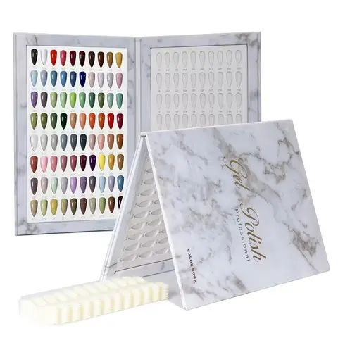 Sohochic 160+-Piece Detachable Colorful Artificial Nail Tips Sample Book - Nail Tech Supplies with 240-Piece Color Display Chart, Portable Book-Style Manicure Tool for Technicians