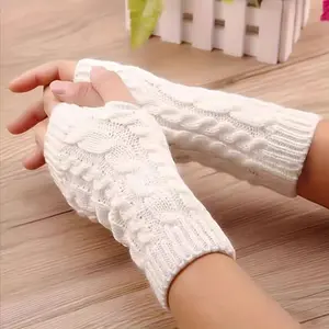 Festival Special Offer: Four pairs of women's knitted fingerless gloves, winter thumb hole wrist guards and warm gloves, and men's crochet arm hand warm gloves