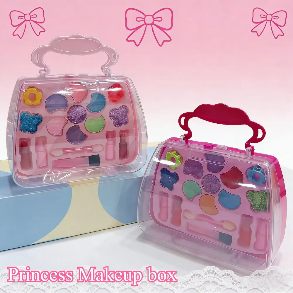 1pc Princess Play Makeup Set for Little Girls - Portable Handheld Makeup Box, Dress-Up Game Toy, Birthday Gift (Indoor Recreation)