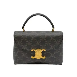 Pre-owned Celine Calfskin Shoulder Bags Fashion Triomphe Canvas Teen Nino Tan Handbag CEHandle