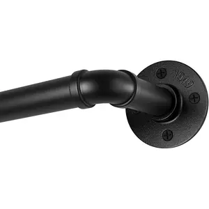 Blackout Industrial Curtain Rods for Windows, 1 Inch Pipe Wrap Around Indoor/Outdoor Room Divider Curtain Rods, 144-168 Inch, Black
