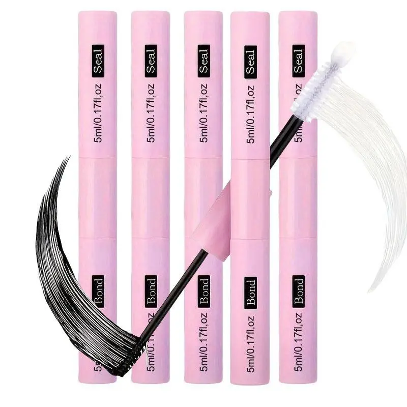 5Pcs Eyelash Glue And Sealant, 5ml Glue, 5ml Sealant, Strong Eyelash Adhesive, 2-In-1 Eyelash Glue And Sealant, Long-Lasting Eyelash Glue, All-Day Wear, 2-In-1 Eyelash Glue And Sealant, Suitable For DIY Eyelash Extension, Eyelash Glue, Eyelash Adhesive