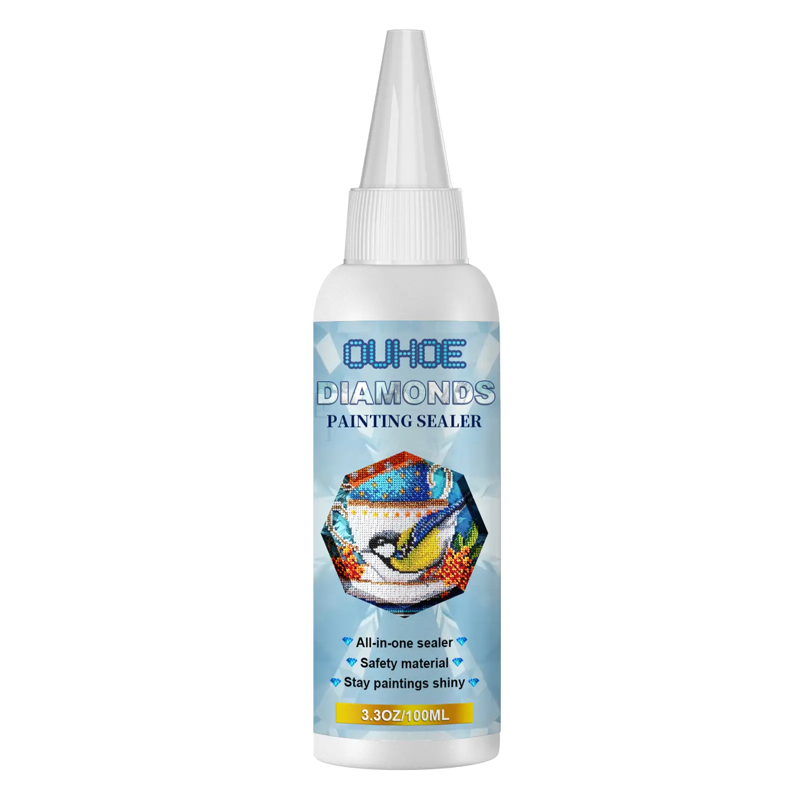 OUHOE 5D Diamond Painting Sealer - Quartz Resin Sealant Glue with Polydimethylsiloxane, Moisture-Proof, Anti-Oxidation, Gloss-Enhancing, Dust Protection for House Decor Artwork Preservation