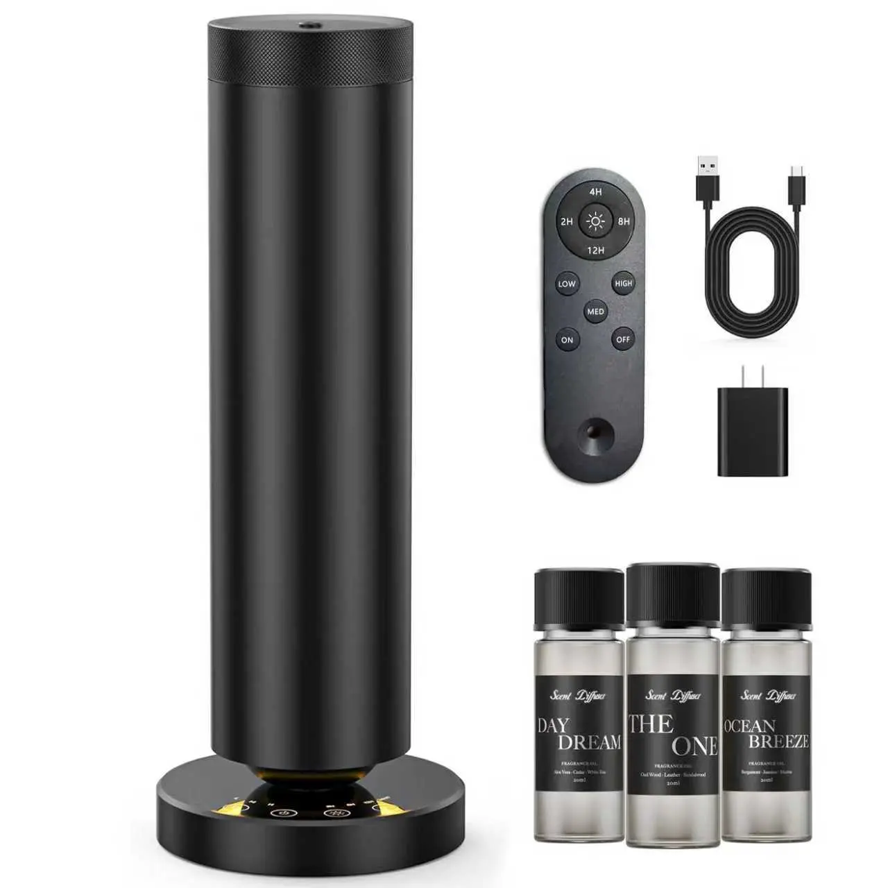 Diffuser Tall Air 2 - Discovery Kit with Sampler Oils: Cold-Air Diffusion Technology with Remote & Touch Controls, Rechargeable Battery, Covers 1000 Sqft; Includes  3 Luxury Hotel-Inspired Fragrance Oils (20ml)